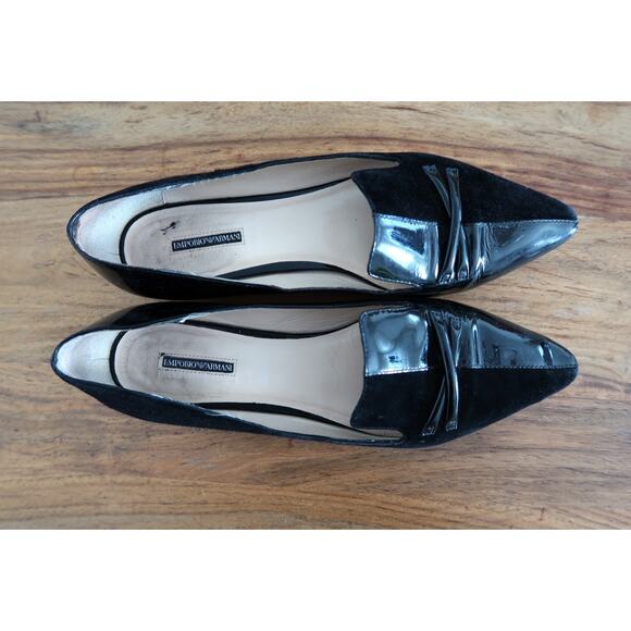 EMPORIO ARMANI Suede Patent Leather Pointy Toe Ballet Flat YOOX 38.5 8.5 $695 - Picture 8 of 11